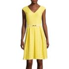 Liz Claiborne Sleeveless Lace Belted Fit-and-flare Dress