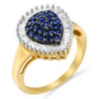 Womens 1 Ct. T.w. Lab Created Blue Sapphire 10k Gold Cluster Ring