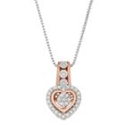 Womens 1/6 Ct. T.w. White Diamond 14k Rose Gold Over Silver Sterling Silver Heart Pendant Necklace