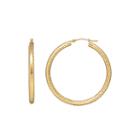 14k Yellow Gold Hammered Round Hoop Earrings