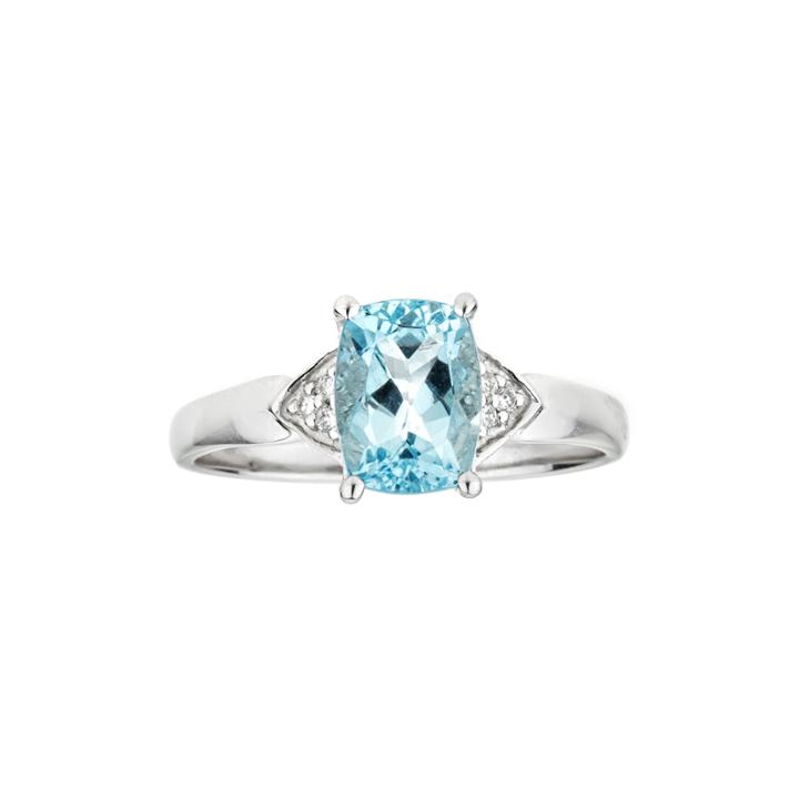 Limited Quantities Genuine Cushion-cut Aquamarine 10k White Gold Ring