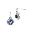 Shey Couture Genuine Light Swiss Blue Topaz Sterling Silver With 14k Yellow Gold Earrings