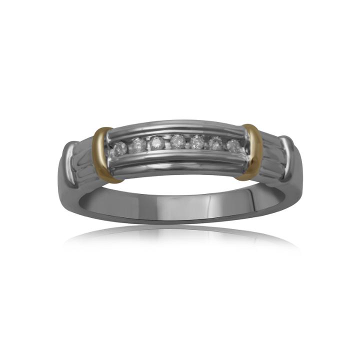 Mens 1/10 Ct. T.w. Diamond 10k Two-tone Wedding Band