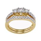 1 Ct. T.w. Diamond 3-stone 14k Yellow Gold Bridal Ring Set