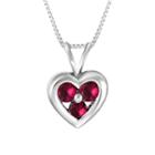 Womens Red Ruby Sterling Silver Pendant Necklace
