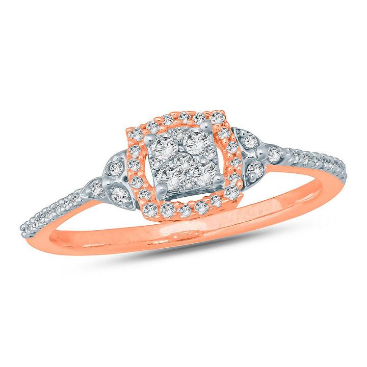 Womens 1/4 Ct. T.w. Round White Diamond 10k Gold Promise Ring