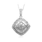 1 Ct. T.w. Diamond 10k White Gold Tilted Pendant Necklace