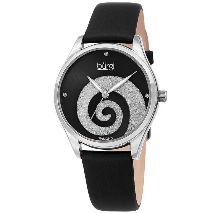 Burgi Womens Black Strap Watch-b-201ssbk