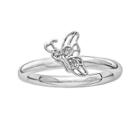 Personally Stackable Diamond-accent Sterling Silver Butterfly Ring