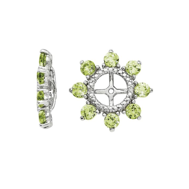Genuine Peridot And Diamond Accent Sterling Silver Earring Jackets
