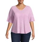 Liz Claiborne Flounce Sleeve Top- Plus