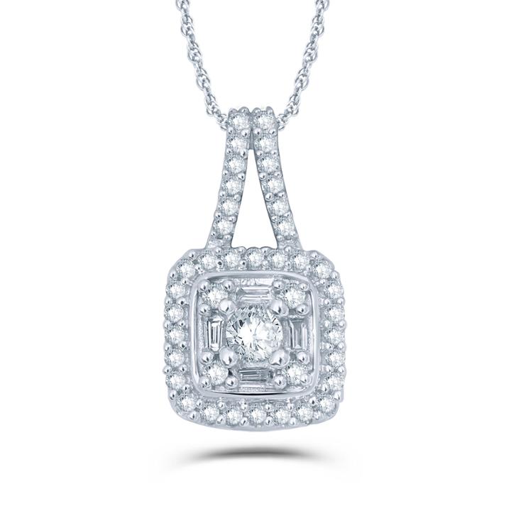 1/4 Ct. T.w. White Diamond 10k Gold Pendant Necklace