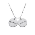 Personalized Sterling Silver Mini Engraved Name Two Disc Pendant Necklace