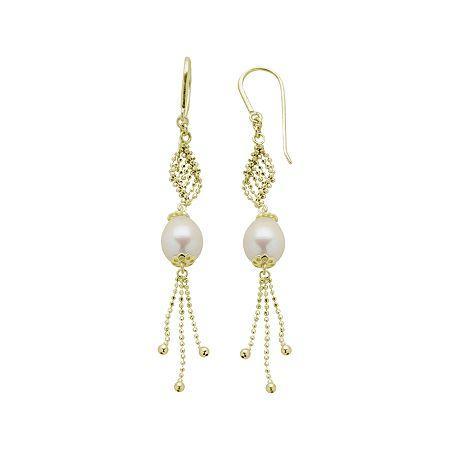 Cultured Freshwater Pearl & Brilliance Bead Drop Earrings