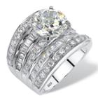 Diamonart Womens Greater Than 6 Ct. T.w. Round White Cubic Zirconia Engagement Ring
