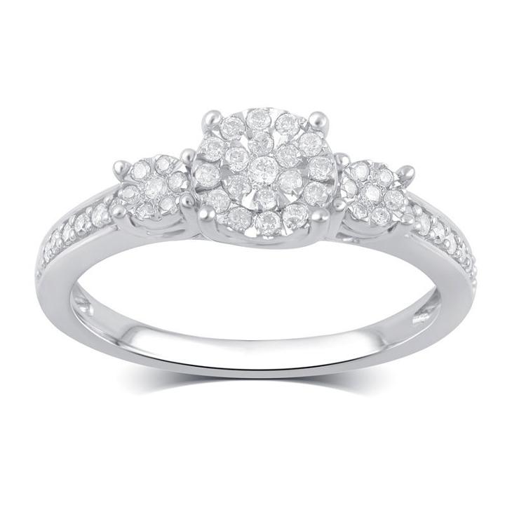 Limited Quantities! Womens 1/4 Ct. T.w. Round White Diamond Sterling Silver Engagement Ring