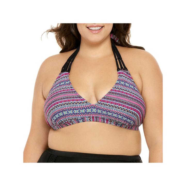 Costa Del Sol Geo Linear Triangle Swimsuit Top-juniors Plus