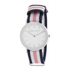 Laura Ashley Ladies Blue White And Pink Knitted Colored Band With Silver Ultra-thin Case Watch La31016pk