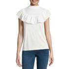 A.n.a Short Sleeve Round Neck Knit Blouse