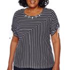 Alfred Dunner All Aboard Short-sleeve Spliced Stripe Tee - Plus