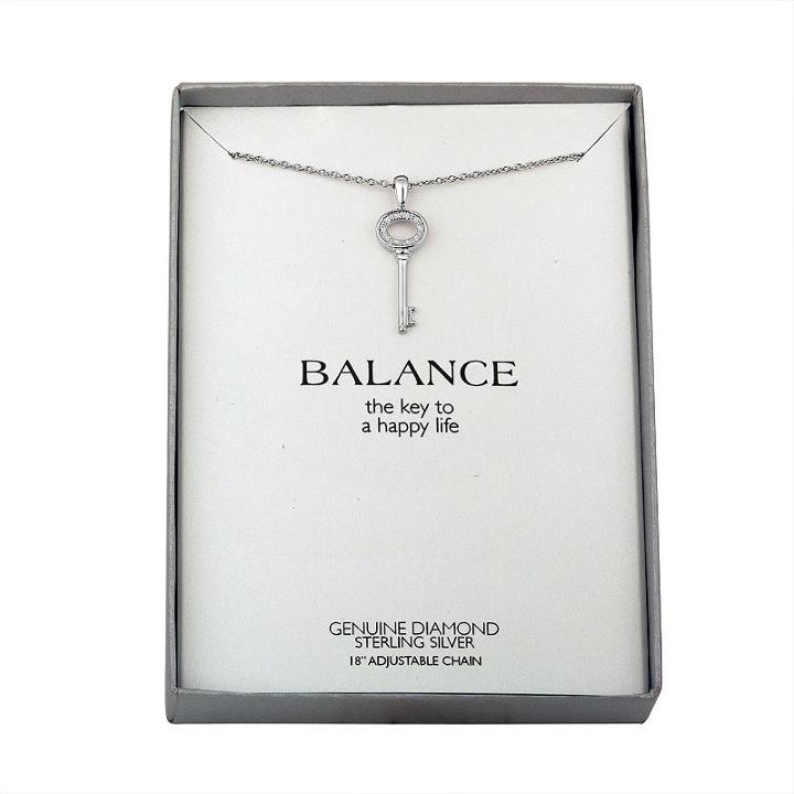 Womens Genuine White Diamond Keys Pendant Necklace
