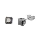 Black Cubic Zirconia 4mm Stainless Steel Square Stud Earrings