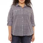 St. John's Bay Long Sleeve Two Pocket Campshirt-plus