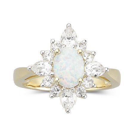 Lab Created Opal Ring With Lab Created Sapphire