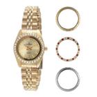 Peugeot Womens Interchangeable 4-bezel Gold-tone Bracelet Watch Set