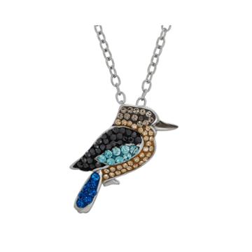 Animal Planet&trade; Australia Kookaburra Crystal Sterling Silver Pendant Necklace