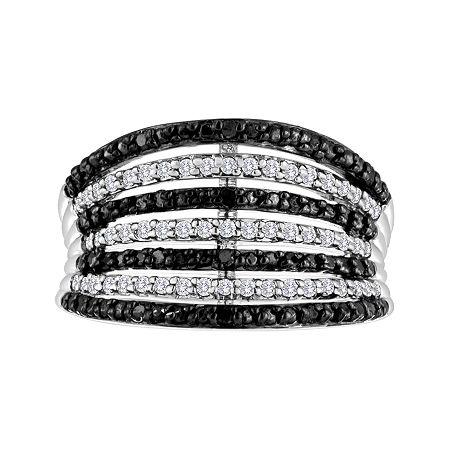 1/2 Ct. T.w. White And Color-enhanced Black Diamond 7-row Band Ring