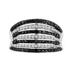 1/2 Ct. T.w. White And Color-enhanced Black Diamond 7-row Band Ring