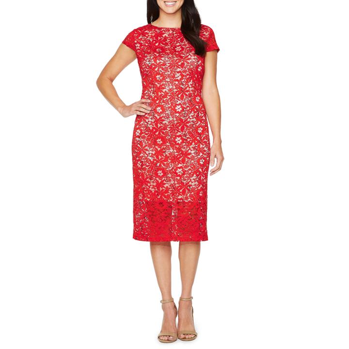Ronni Nicole Short Sleeve Floral Sheath Dress