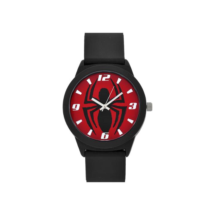 Spiderman Red Dial Black Strap Watch