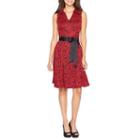 Robbie Bee Sleeveless Lace Floral Fit & Flare Dress