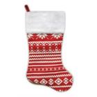 22 Festive Red And White Snowflake Motif Sweater Knit Christmas Stocking