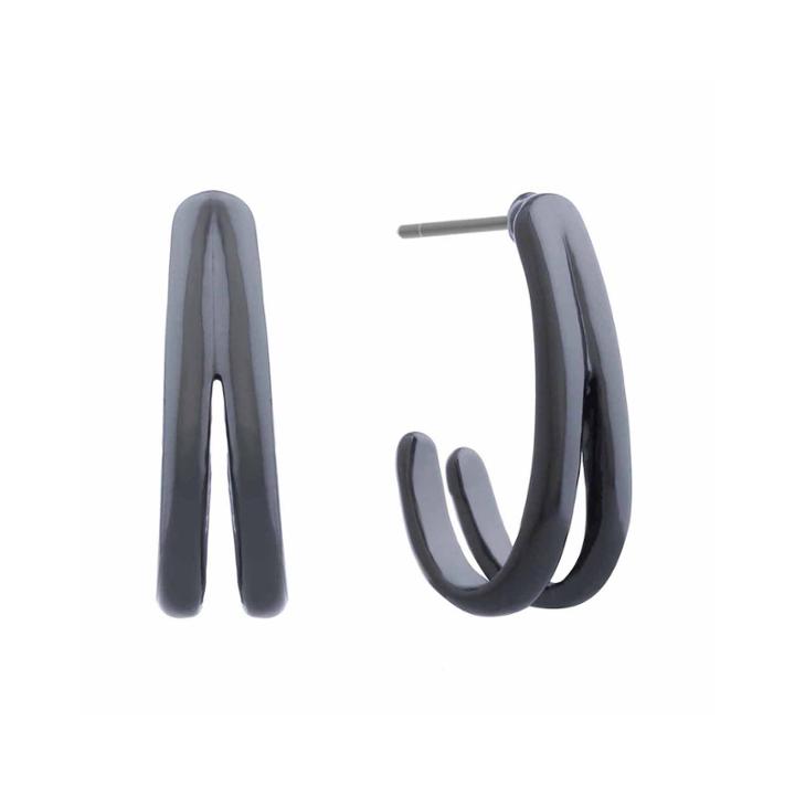 Liz Claiborne Hypoallergenic Hematite Hoop Earrings
