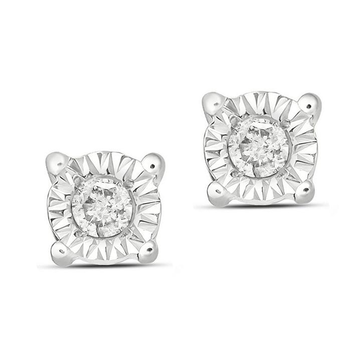 Diamond Accent White Diamond Sterling Silver 4.1mm Stud Earrings