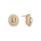 Monet Brown Crystal And Gold-tone Stud Earrings