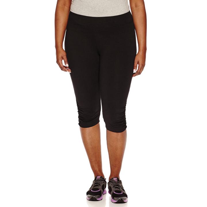 Spalding Cotton Blend Ruched Workout Capris - Plus
