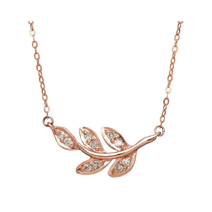 1/10 Ct. T.w. Diamond 10k Rose Gold Leaf Necklace