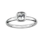Personally Stackable Cushion-cut Genuine White Topaz Sterling Silver Ring