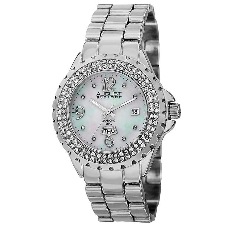 August Steiner Womens Silver Tone Strap Watch-as-8156ss