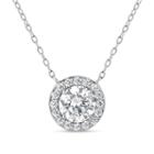 Sterling Silver & 18k Rose Gold Over Silver 2 3/4 Ct. T.w. Halo Necklace - Featuring Swarovski Zirconia