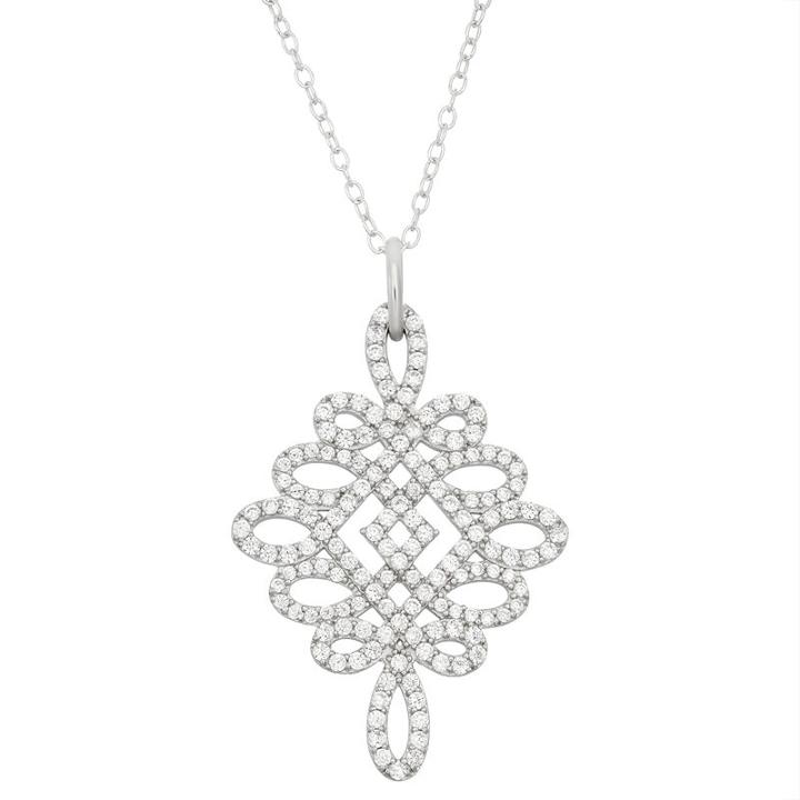 Diamonart Womens 2 Ct. T.w. White Cubic Zirconia Sterling Silver Pendant Necklace