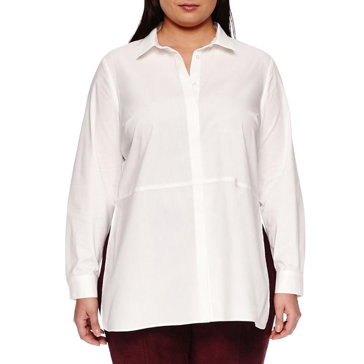 Worthington Long-sleeve Button-front Tunic Shirt - Plus