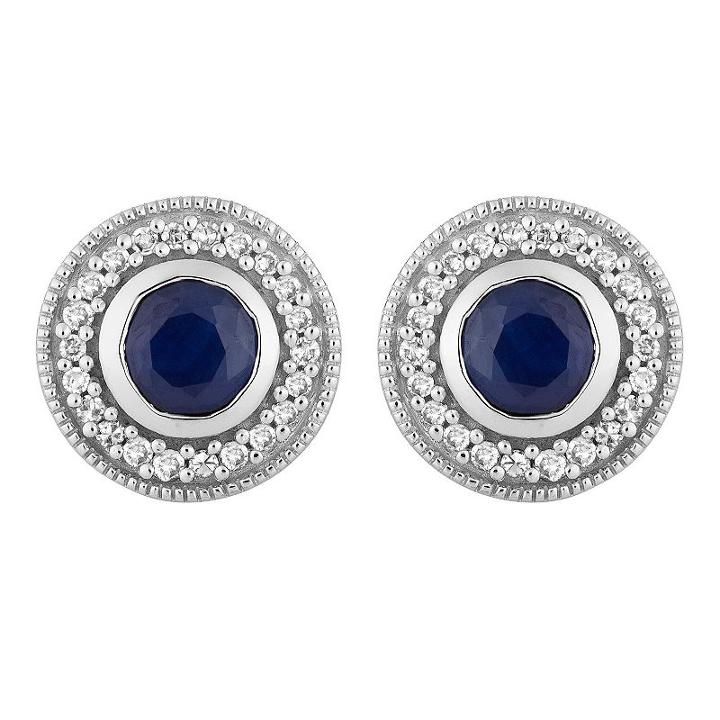 1/5 Ct. T.w. Genuine Blue Sapphire 10k White Gold 9.2mm Stud Earrings