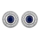 1/5 Ct. T.w. Genuine Blue Sapphire 10k White Gold 9.2mm Stud Earrings