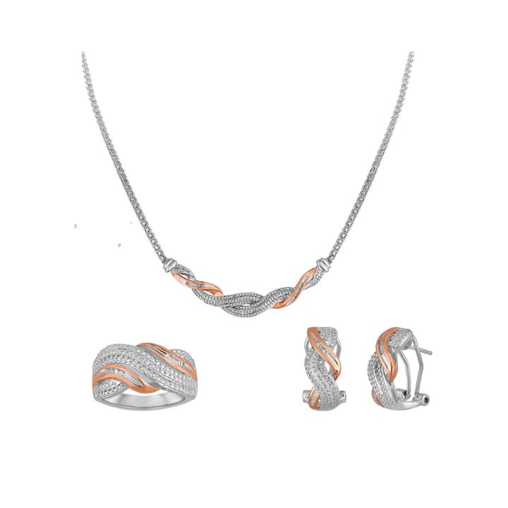 1/5 Ct. T.w. Diamond Pure Silver Over Brass 3-pc. Jewelry Set
