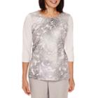 Alfred Dunner Veneto Valley 3/4-sleeve Paisley-print Shimmer Top